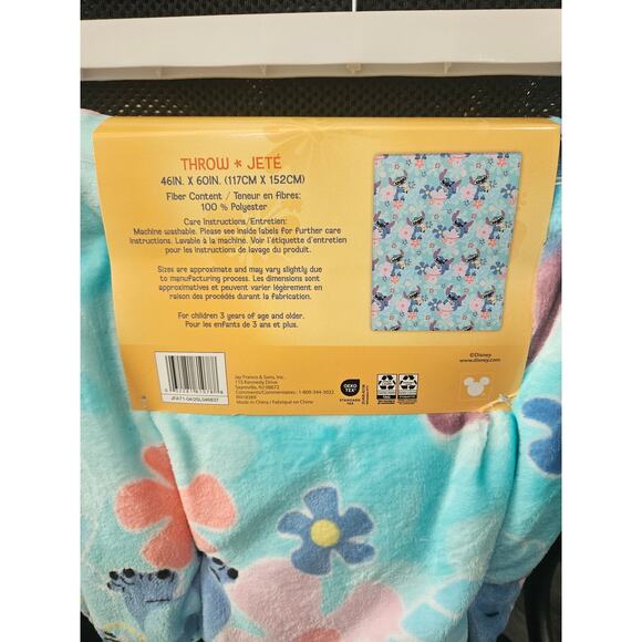 Disney Summer Stitch Surfing Floral 46 x 60 Fleece Throw Blanket NWT Sunglasses - Picture 3 of 3